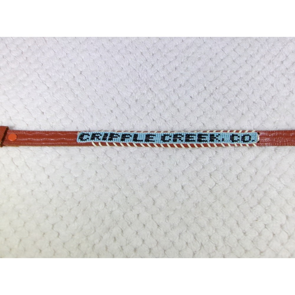Cripple Creek‎ Co Decorative Beaded Leather Dog Collar Size 20 Western Cowhide